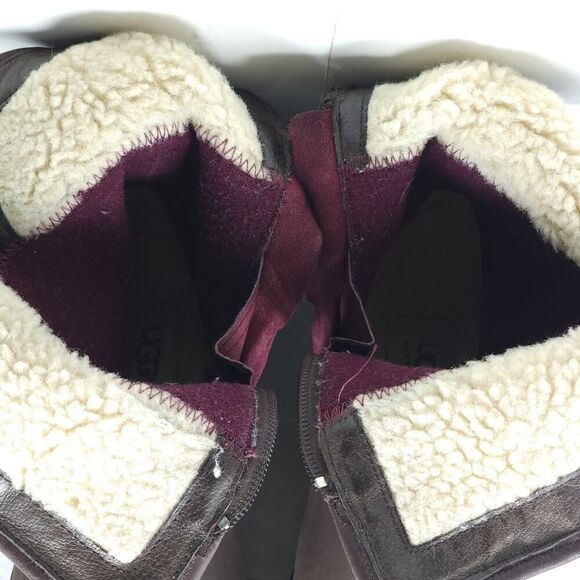 UGG Women's Simmens US8,5? Brown Leather Lined LaceUp Waterproof Wintet Boots - Picture 14 of 16